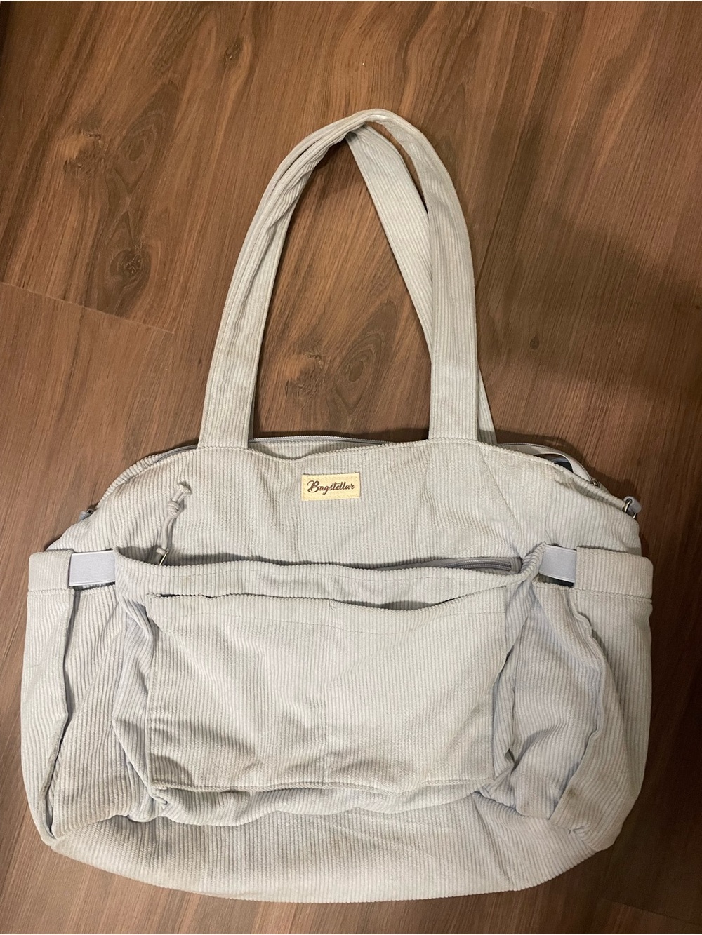 Light Gray Corduroy Tote Bag